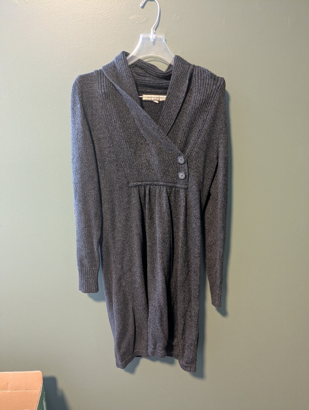 Evan Picone Cozy Longline Shawl Collar Sweater - Gray